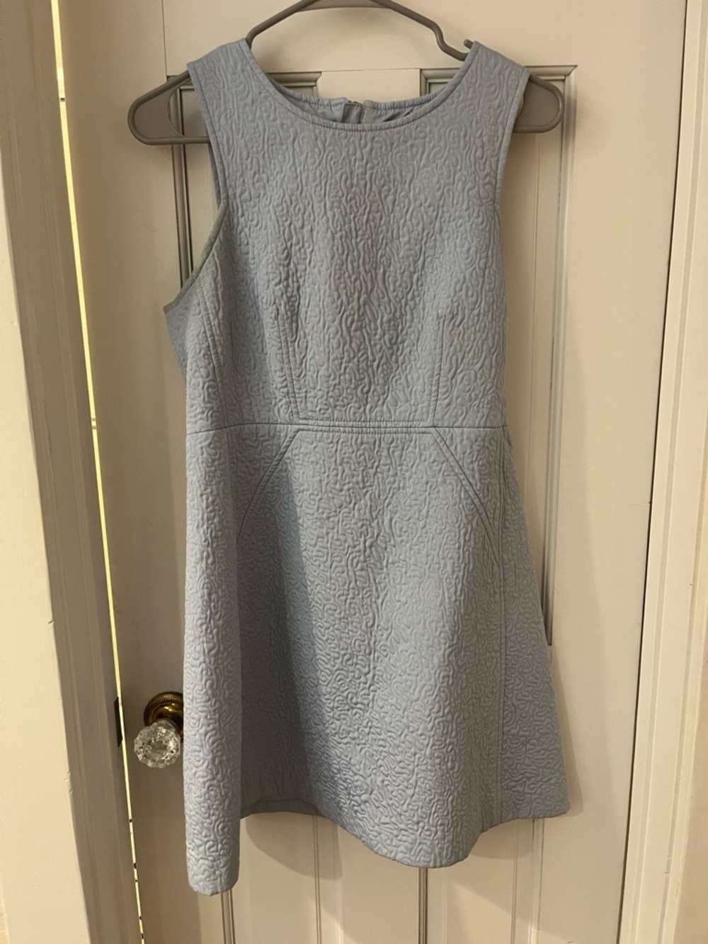 French Connection Pale Blue Quilted Fit & Flare Dress